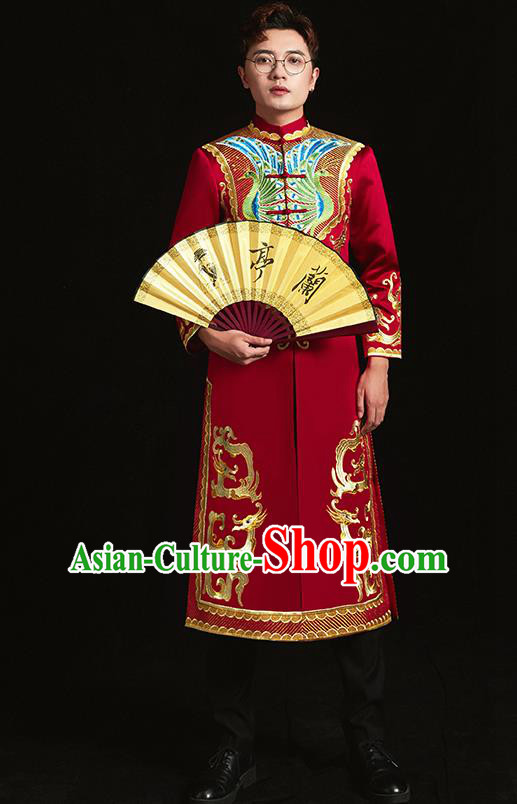 Chinese Traditional Wedding Clothing Ancient Bridegroom Embroidered Costumes for Men