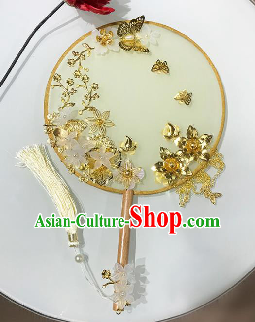 Chinese Traditional Wedding Round Fans Ancient Bride Palace Fans for Women