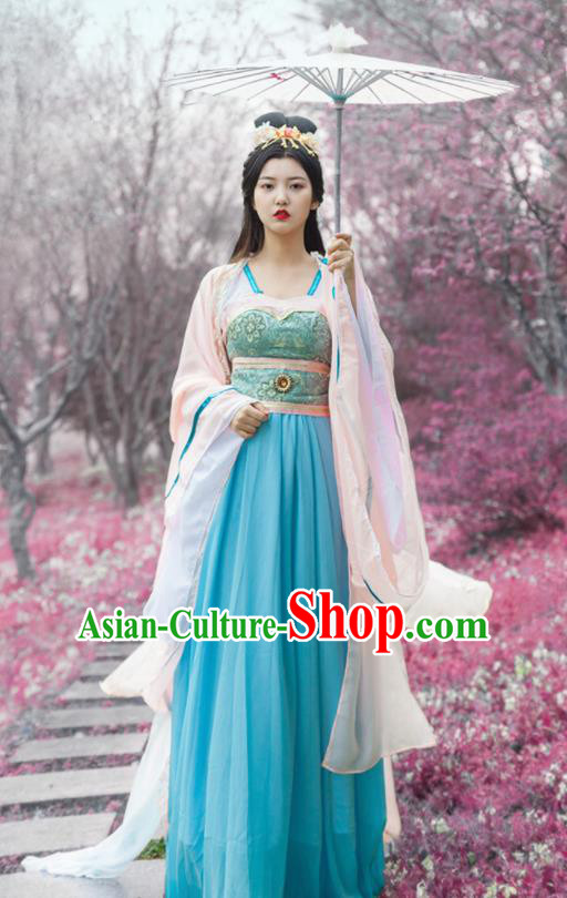Traditional Chinese Ancient Drama Moon Goddess Costumes Tang Dynasty Princess Hanfu Dress for Women