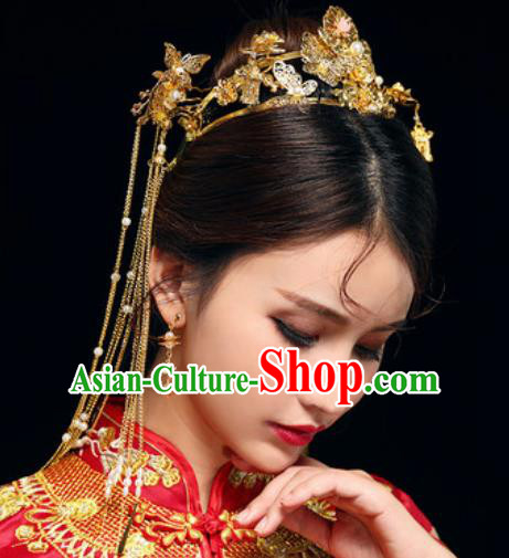 Chinese Traditional Wedding Hair Accessories Ancient Bride Hair Clips Hairpins Headdress for Women