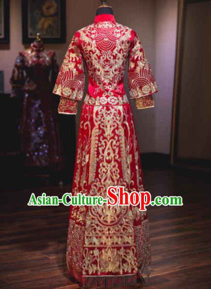 Chinese Traditional Wedding Dress Ancient Bride Embroidered Xiuhe Suits Costumes for Women
