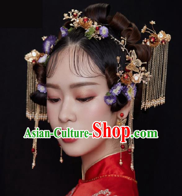 Chinese Traditional Wedding Hair Accessories Ancient Hairpins Complete Set for Women