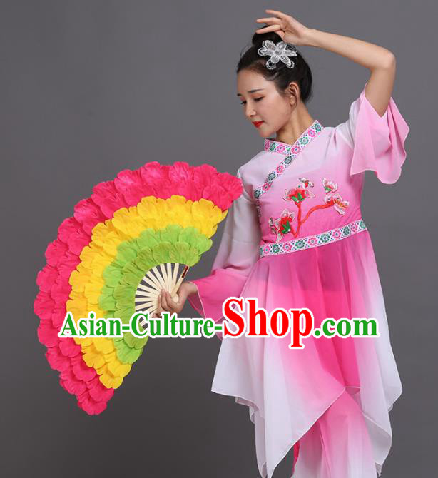 Chinese Traditional Folk Dance Props Classical Dance Fans Pink Peony Fans