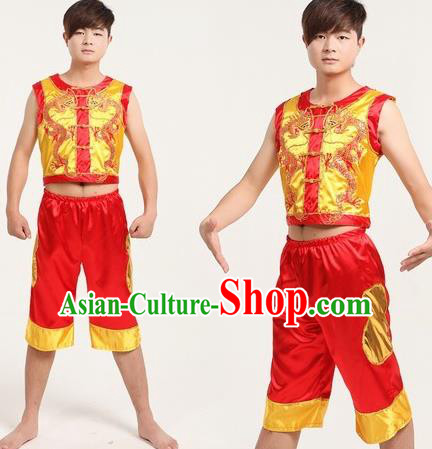 Chinese Traditional Folk Dance Costumes Drum Dance Clothing for Men