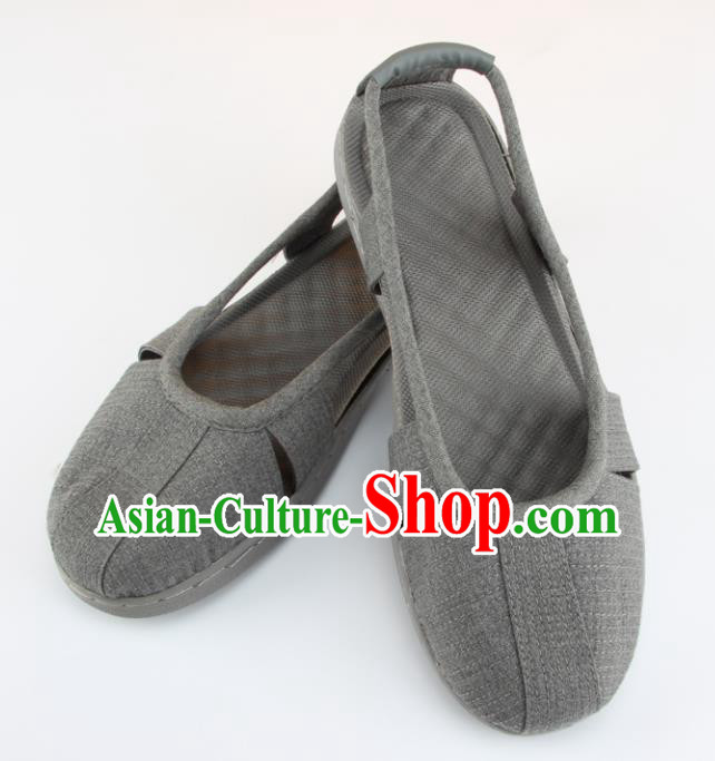 Chinese Traditional Buddhist Monk Shoes Buddhism Arhat Monks Grey Cloth Shoes for Men