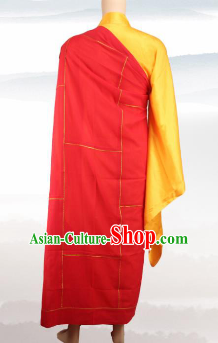 Chinese Traditional Buddhist Monk Costumes Buddhism Dharma Assembly Monks Red Cassock for Men