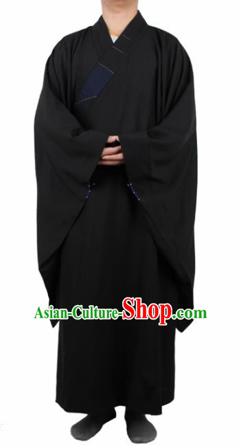Chinese Traditional Buddhist Monk Black Robe Buddhism Dharma Assembly Monks Costumes for Men