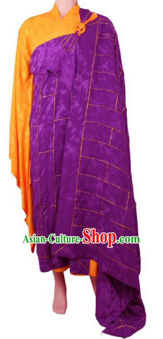 Chinese Traditional Buddhist Purple Cassock Buddhism Dharma Assembly Monks Costumes for Men