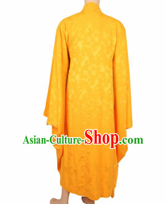 Chinese Traditional Buddhist Yellow Silk Robe Buddhism Dharma Assembly Monks Costumes for Men