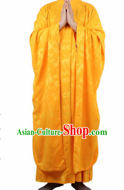 Chinese Traditional Buddhist Yellow Silk Robe Buddhism Dharma Assembly Monks Costumes for Men