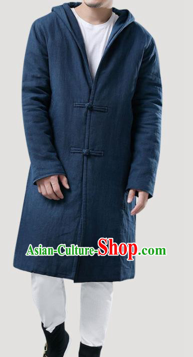 Chinese Traditional Costume Tang Suits Navy Coat National Mandarin Shirt for Men