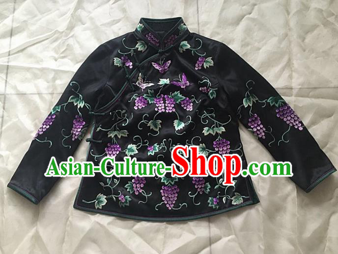 Chinese Traditional Costume Tang Suit Embroidered Qipao Blouse National Silk Shirt for Women