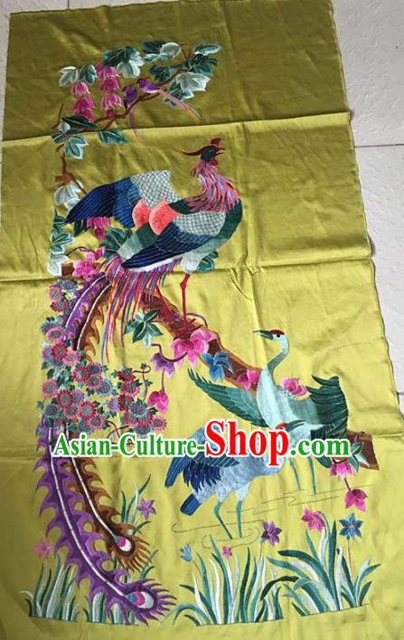 Chinese Traditional Embroidery Craft Embroidered Phoenix Cranes Silk Patches Handmade Embroidering Accessories