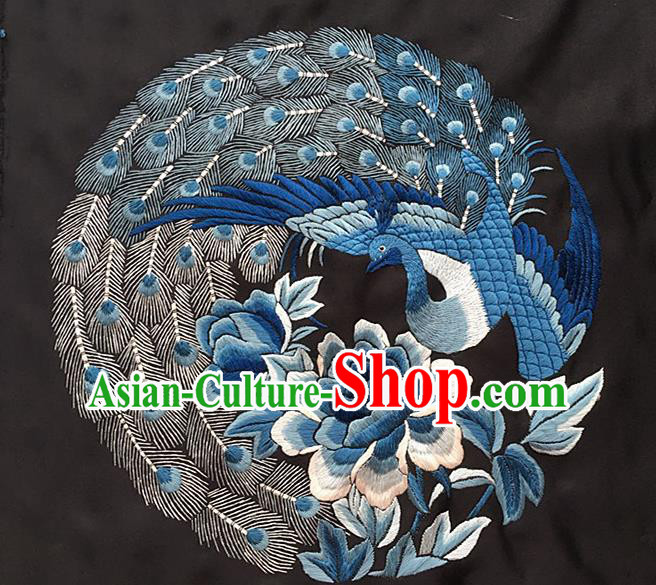 Chinese Traditional Embroidery Craft Embroidered Phoenix Peony Silk Patches Handmade Embroidering Accessories