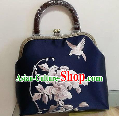Chinese Traditional Handmade Embroidery Craft Embroidered Peony Bags Embroidering Handbag