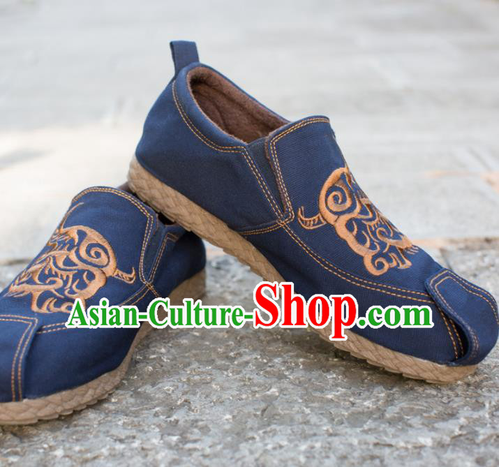 Chinese Traditional Martial Arts Shoes Kung Fu Shoes Navy Shoes for Men