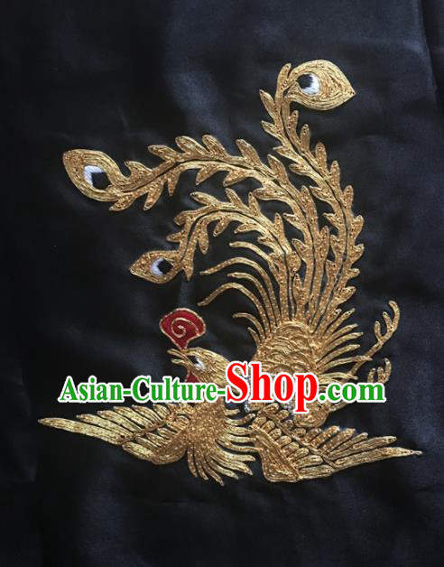 Chinese Traditional Handmade Embroidery Craft Embroidered Phoenix Cloth Patches Embroidering Silk Piece