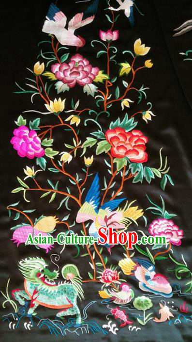 Asian Chinese Traditional Embroidered Kylin Silk Patches Handmade Embroidery Craft