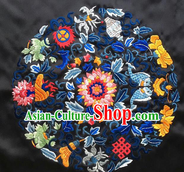 Asian Chinese Traditional Embroidered Fishes Silk Patches Handmade Embroidery Craft