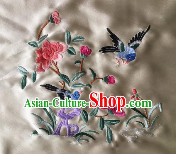 Asian Chinese Traditional Embroidered Flowers Silk Patches Handmade Embroidery Craft