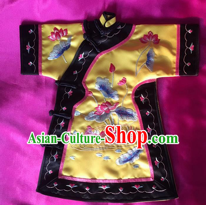 Chinese Traditional Silk Costume Tang Suit Embroidered Lotus Silk Blouse for Kids