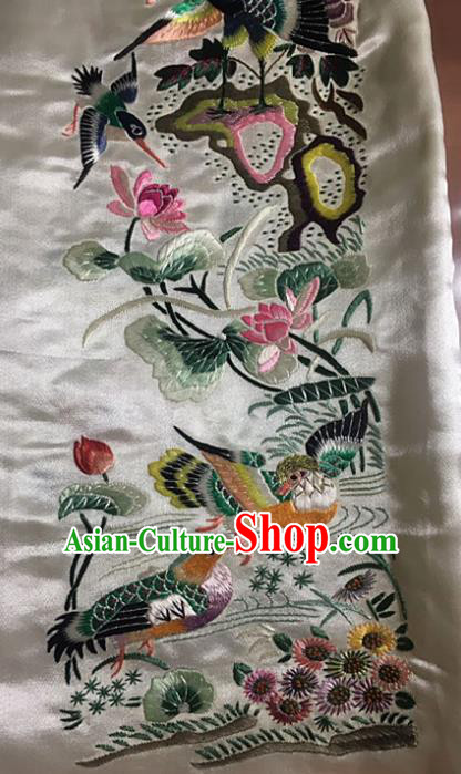 Asian Chinese Traditional Embroidered Lotus Silk Patches Handmade Embroidery Craft