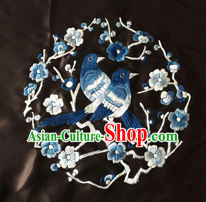 Chinese Traditional Embroidered Plum Blossom Cloth Patches Handmade Embroidery Craft Silk Fabric