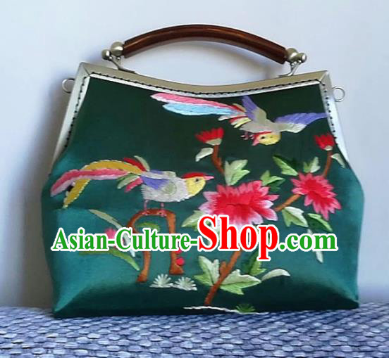 Chinese Traditional Embroidered Peony Handbag Handmade Embroidery Craft