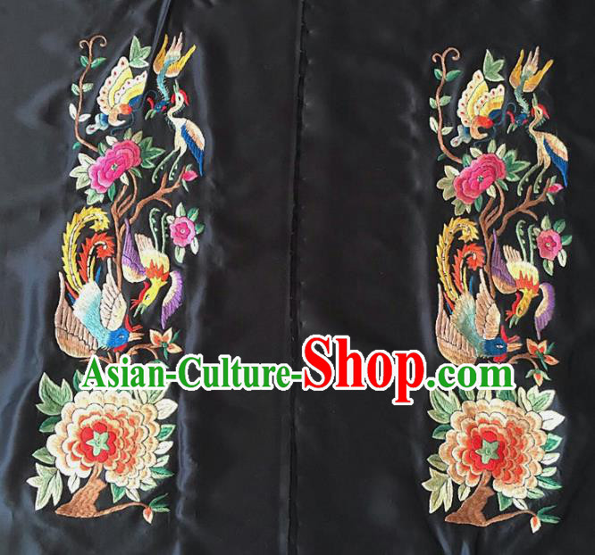 Chinese Traditional Embroidered Phoenix Cloth Patches Handmade Embroidery Craft Silk Fabric