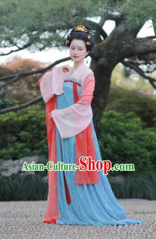 Chinese Traditional Tang Dynasty Imperial Consort Historical Costumes Ancient Peri Hanfu Dress for Women