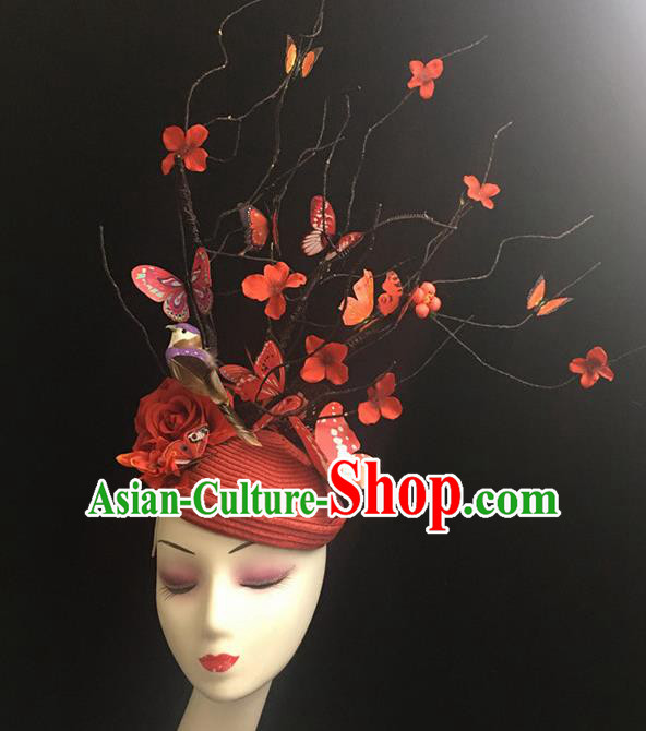 Top Halloween Catwalks Hair Accessories Stage Show Red Giant Top Hat Headdress for Women