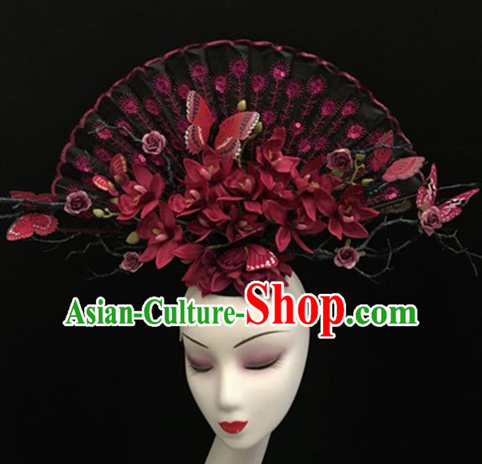 Top Halloween Giant Hair Accessories Chinese Traditional Catwalks Headpiece for Women