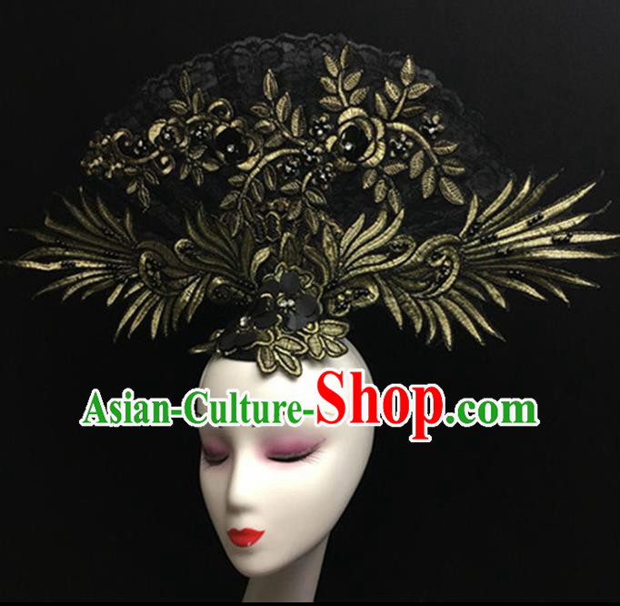 Top Halloween Stage Show Giant Hair Accessories Chinese Traditional Catwalks Headpiece for Women