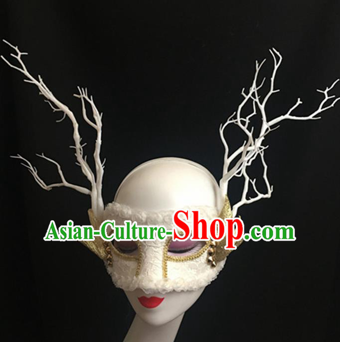 Top Halloween Accessories Brazilian Carnival Catwalks White Face Masks for Women