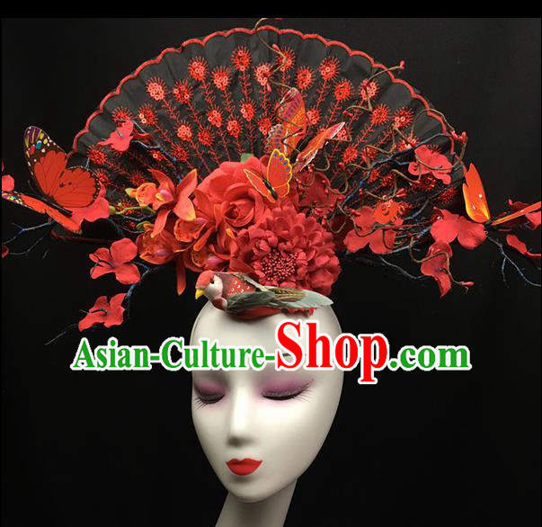 Top Halloween Giant Hair Accessories Stage Show Chinese Traditional Palace Catwalks Headpiece for Women