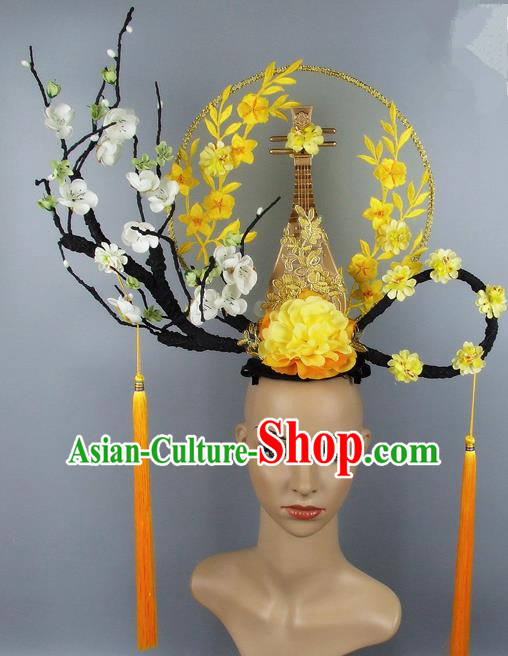 Asian Chinese Traditional Hair Accessories Stage Performance Exaggerated Headdress for Women