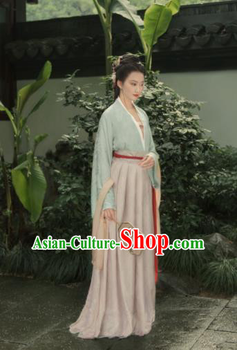 Chinese Traditional Song Dynasty Silk Historical Costumes Ancient Nobility Lady Hanfu Dress for Women