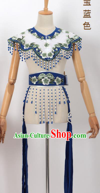 Chinese Traditional Beijing Opera Diva Accessories Royalblue Shoulder Cape and Belt for Women