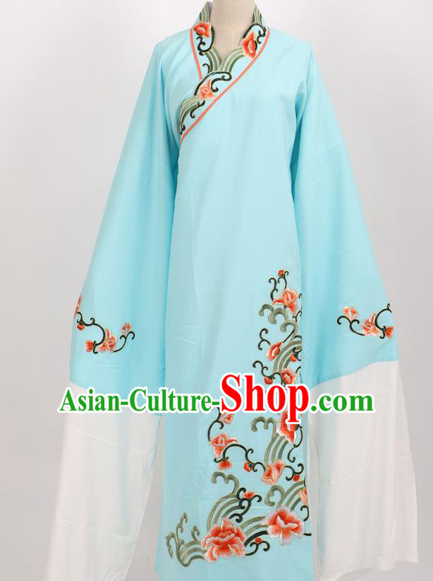 Professional Chinese Traditional Beijing Opera Niche Light Blue Robe Ancient Scholar Costume for Men