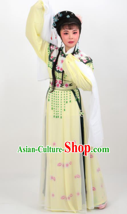 Chinese Traditional Professional Beijing Opera Diva Costumes Ancient Imperial Consort Yellow Dress for Women