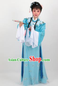 Chinese Traditional Professional Beijing Opera Diva Costumes Ancient Imperial Consort Blue Dress for Women