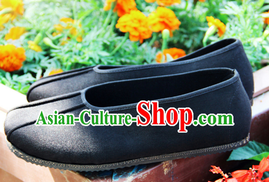 Chinese Traditional Beijing Opera Shoes Ancient Han Dynasty Warrior Black Boots for Men