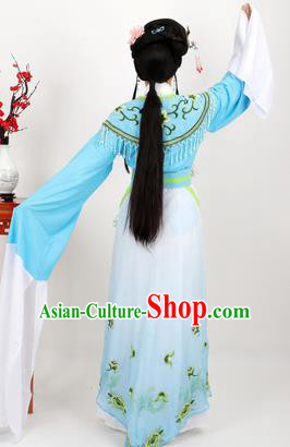 Professional Chinese Traditional Beijing Opera Diva Blue Dress Ancient Imperial Consort Costumes for Women