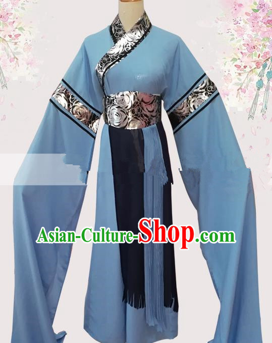 Professional Chinese Traditional Beijing Opera Young Lady Blue Dress Ancient Maidservants Costume for Women