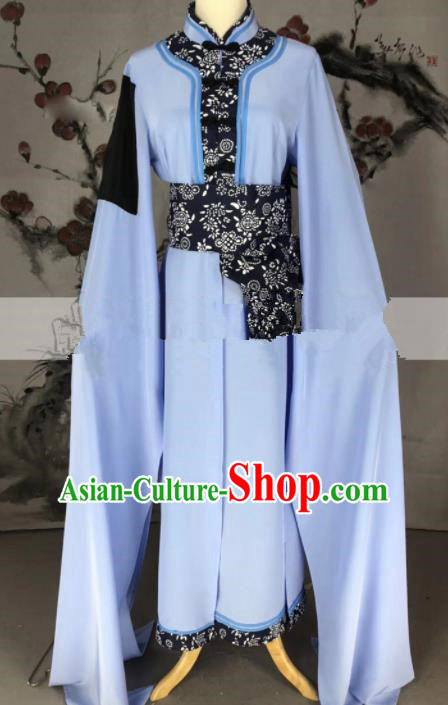 Professional Chinese Traditional Beijing Opera Blue Dress Ancient Country Lady Costume for Women
