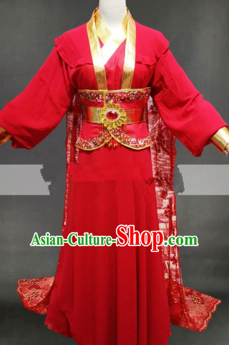 Professional Chinese Traditional Beijing Opera Diva Red Dress Ancient Female Swordsman Costume for Women