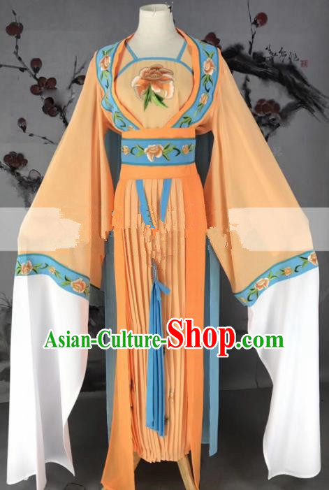 Chinese Traditional Peking Opera Diva Princess Orange Dress Ancient Palace Lady Costume for Women