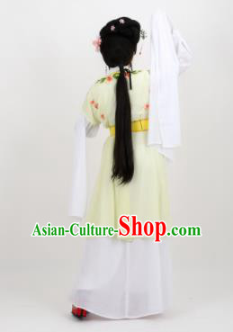 Chinese Traditional Peking Opera Diva Kou Zhu Yellow Dress Ancient Court Maid Costume for Women