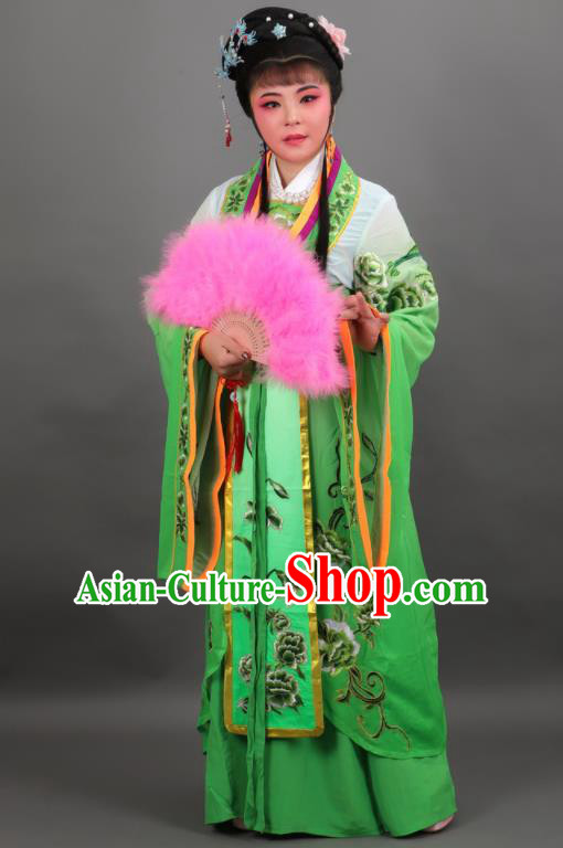 Chinese Traditional Peking Opera Diva Empress Green Dress Ancient Court Queen Costume for Women