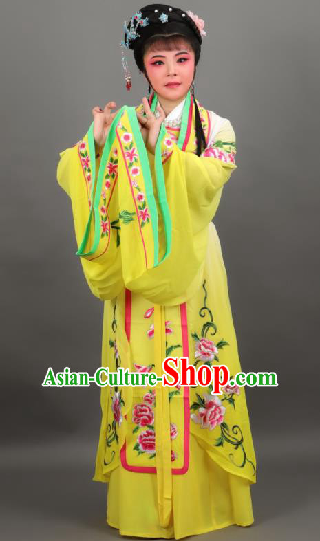 Chinese Traditional Peking Opera Diva Empress Yellow Dress Ancient Court Queen Costume for Women